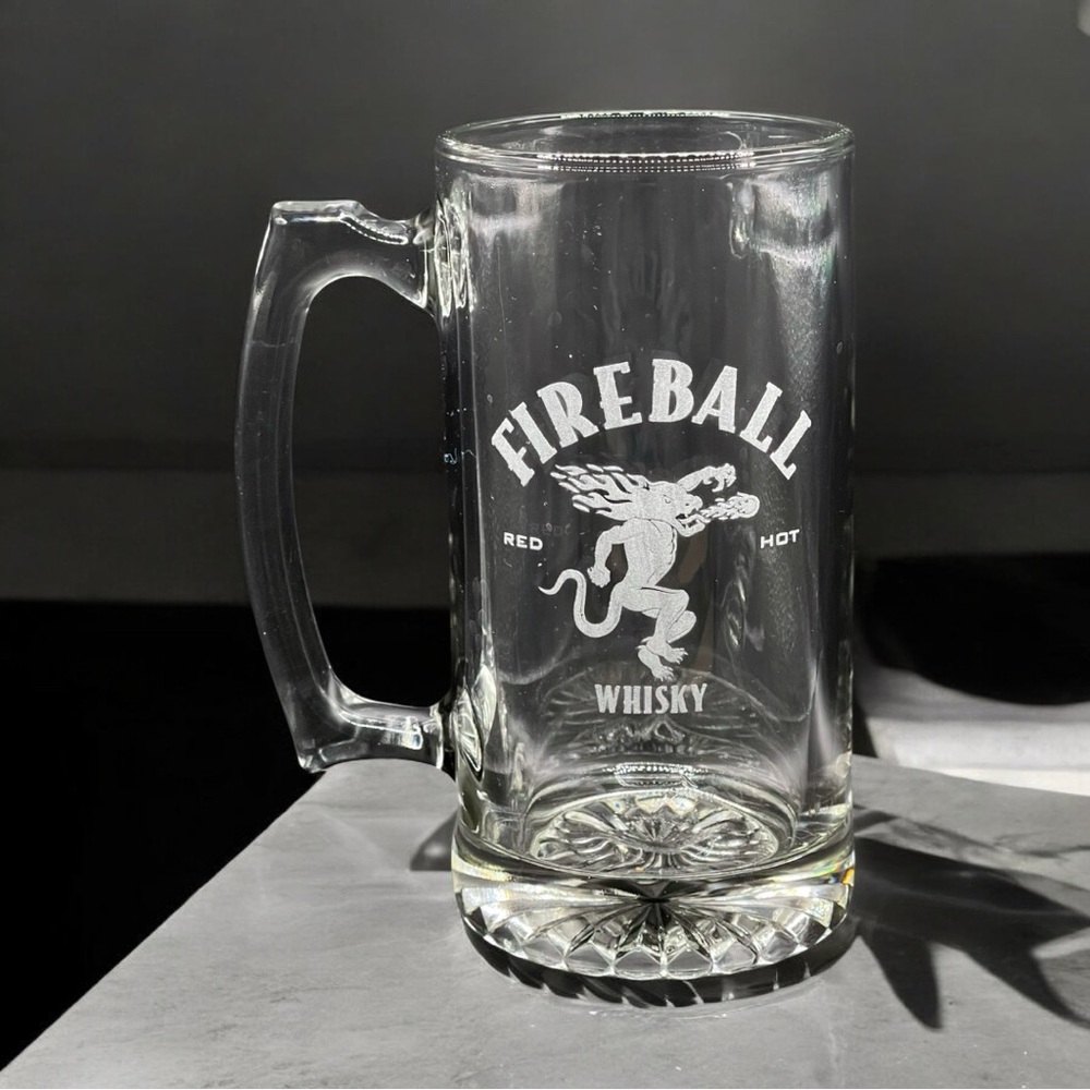 Fireball Whisky 24oz Etched Beer Mug - Barware Gift for Whiskey Lovers